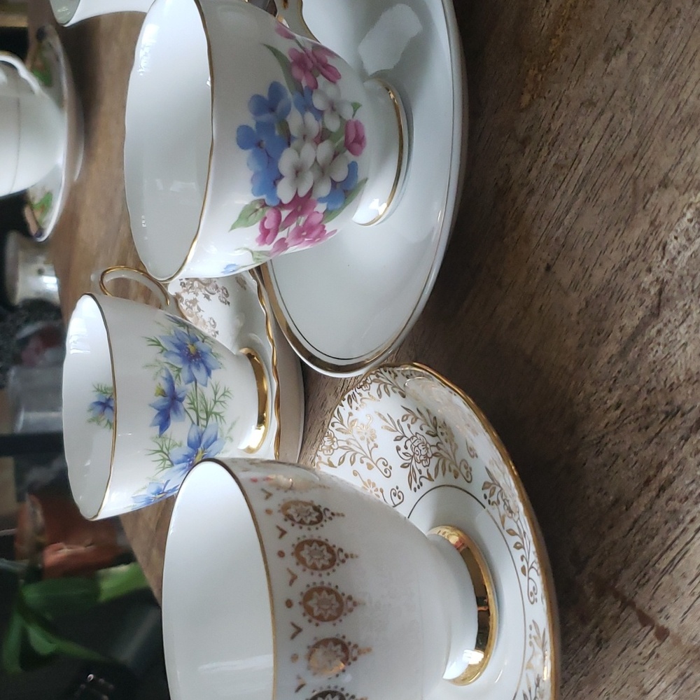 mis-matching tea cup sets